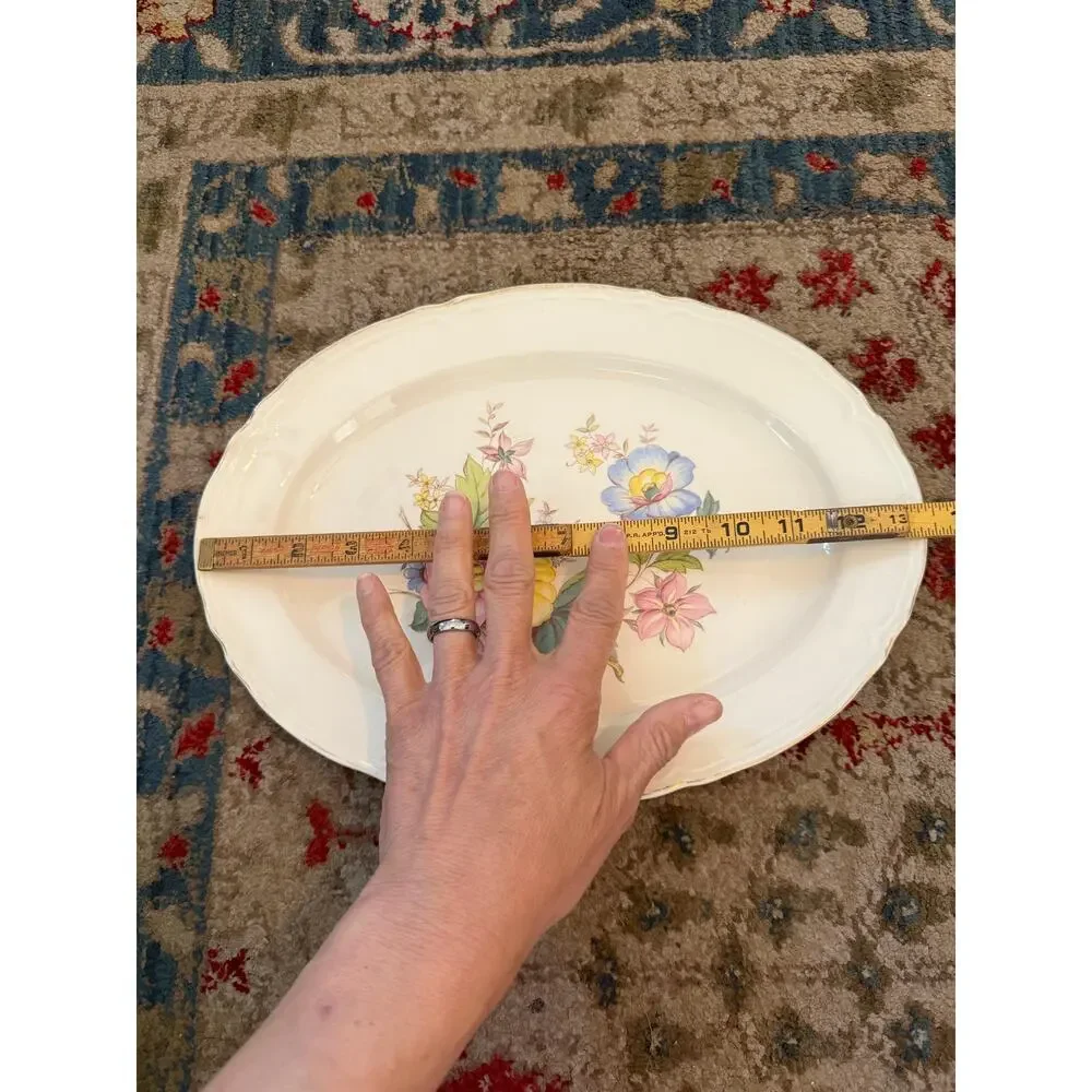 Vintage Edwin Knowles Plate Oval Serving Platter Floral Bouquet Dish
